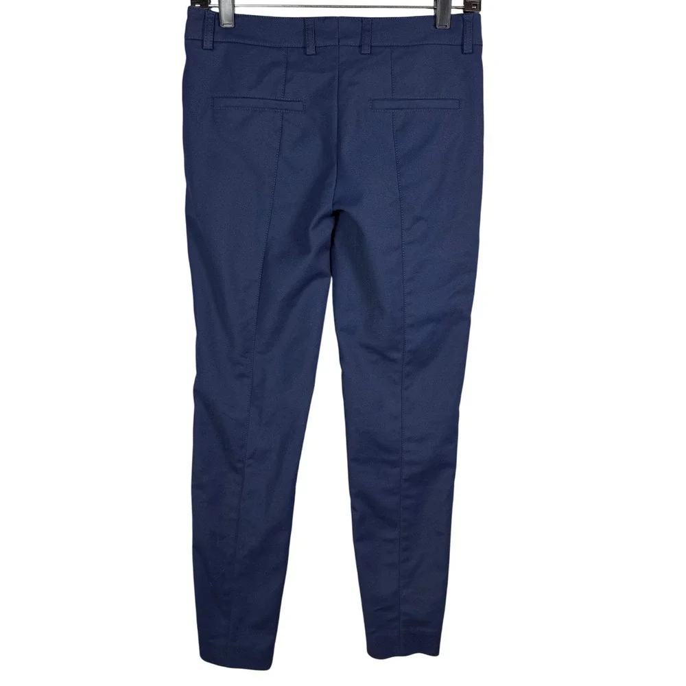 Akris Punto Navy Blue Cotton Blend Slim Pintuck Tailored Trousers Pants US 4